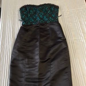 Betsey Johnson Evening Black and Jaded Green Strapless Sequin Dress